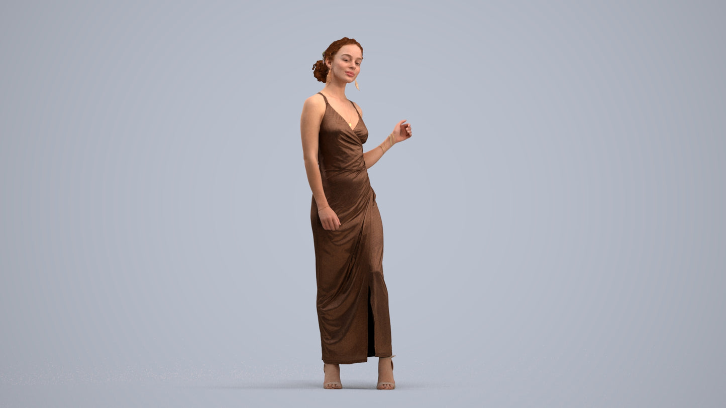 3D human model woman formal formalaffairs, photogrammetry scanned person for archviz, standing pose render