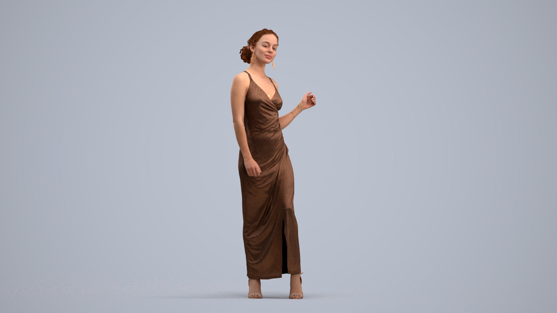 3D human model woman formal formalaffairs, photogrammetry scanned person for archviz, standing pose render