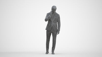 3D human model man business, photogrammetry scanned person for archviz, three-quarter front view render
