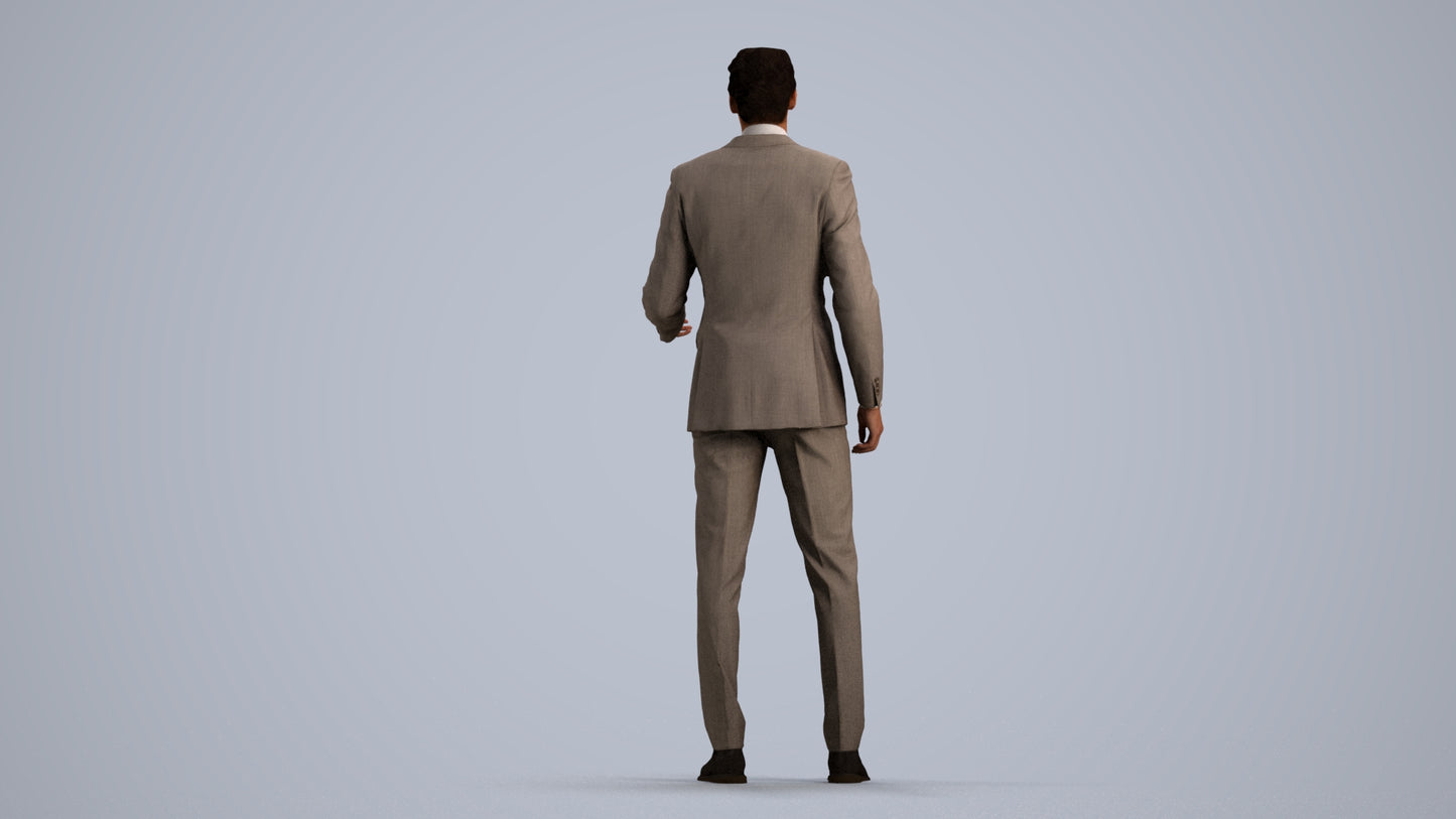 3D people model man business, scanned human for 3ds Max rendering, front view render