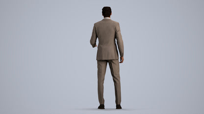 3D people model man business, scanned human for 3ds Max rendering, front view render