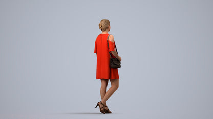 scanned 3D woman formal standing, photogrammetry people for Enscape and V-Ray, side view render