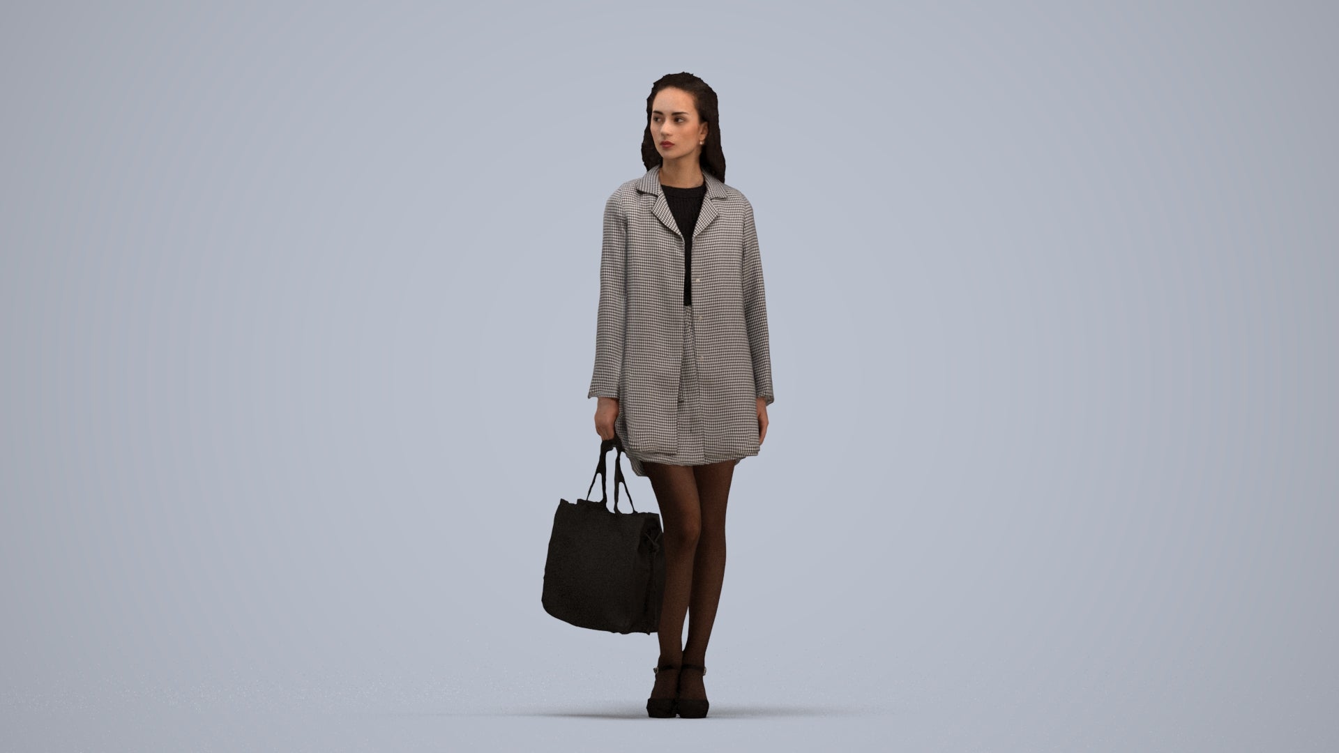 photogrammetry 3D woman business standing, realistic human model archviz FBX, standing pose render