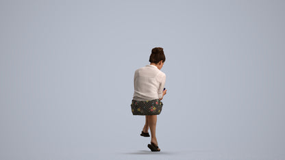 scanned 3D woman casual sitting, photogrammetry people for Enscape and V-Ray, front view render