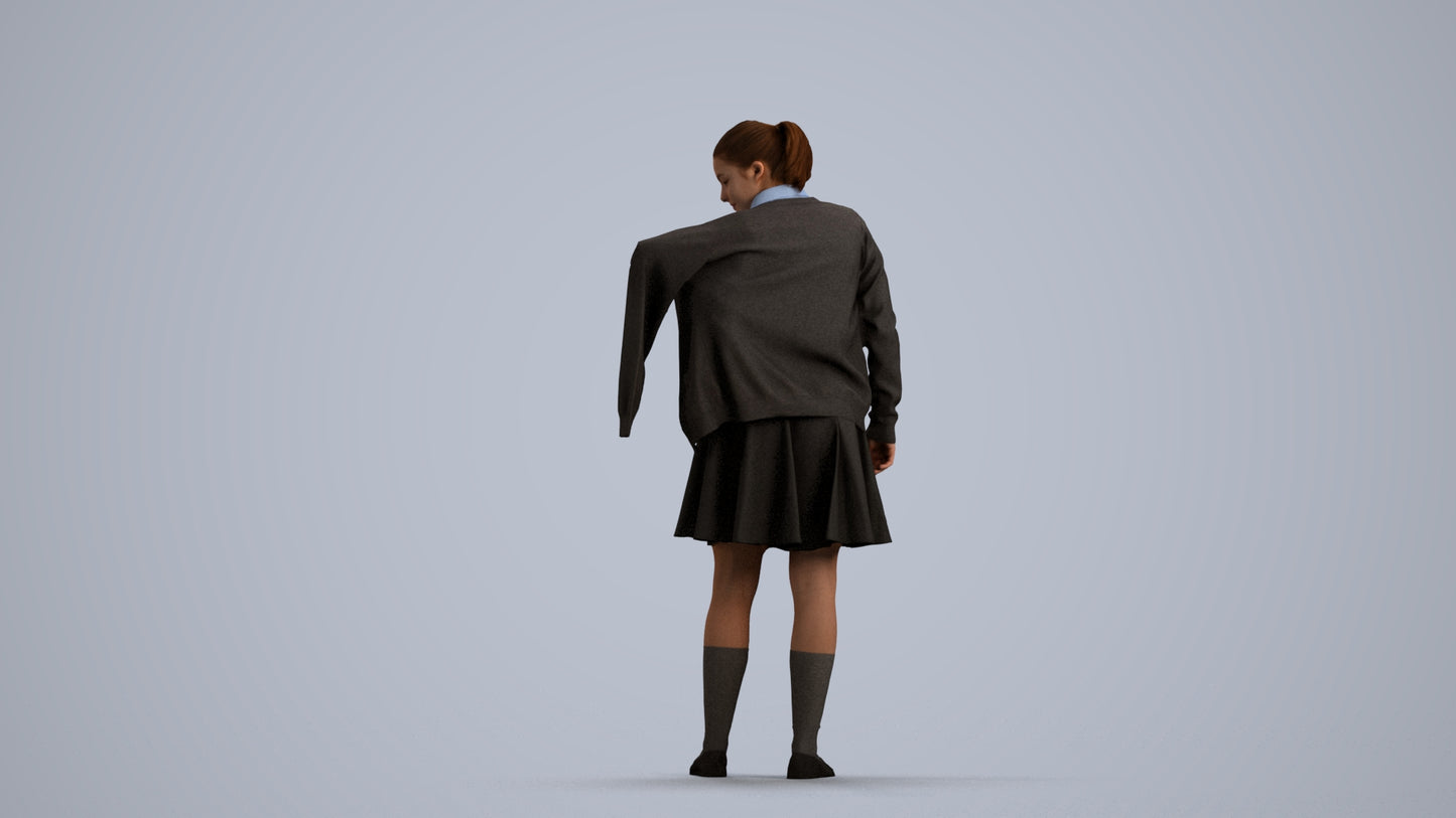 scanned 3D girl kids, photogrammetry people for Enscape and V-Ray, front view render