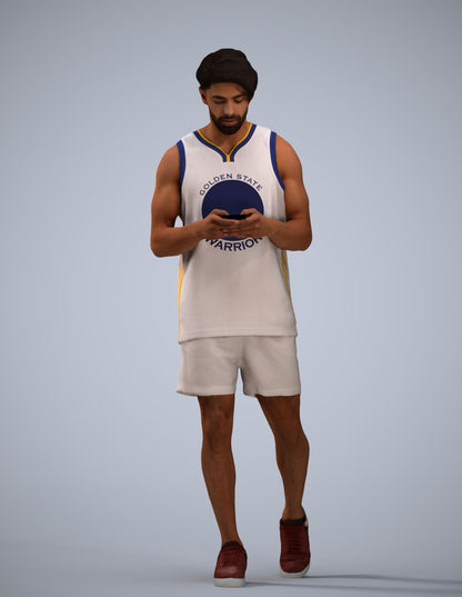 photogrammetry 3D man sport walking, realistic human model archviz FBX
