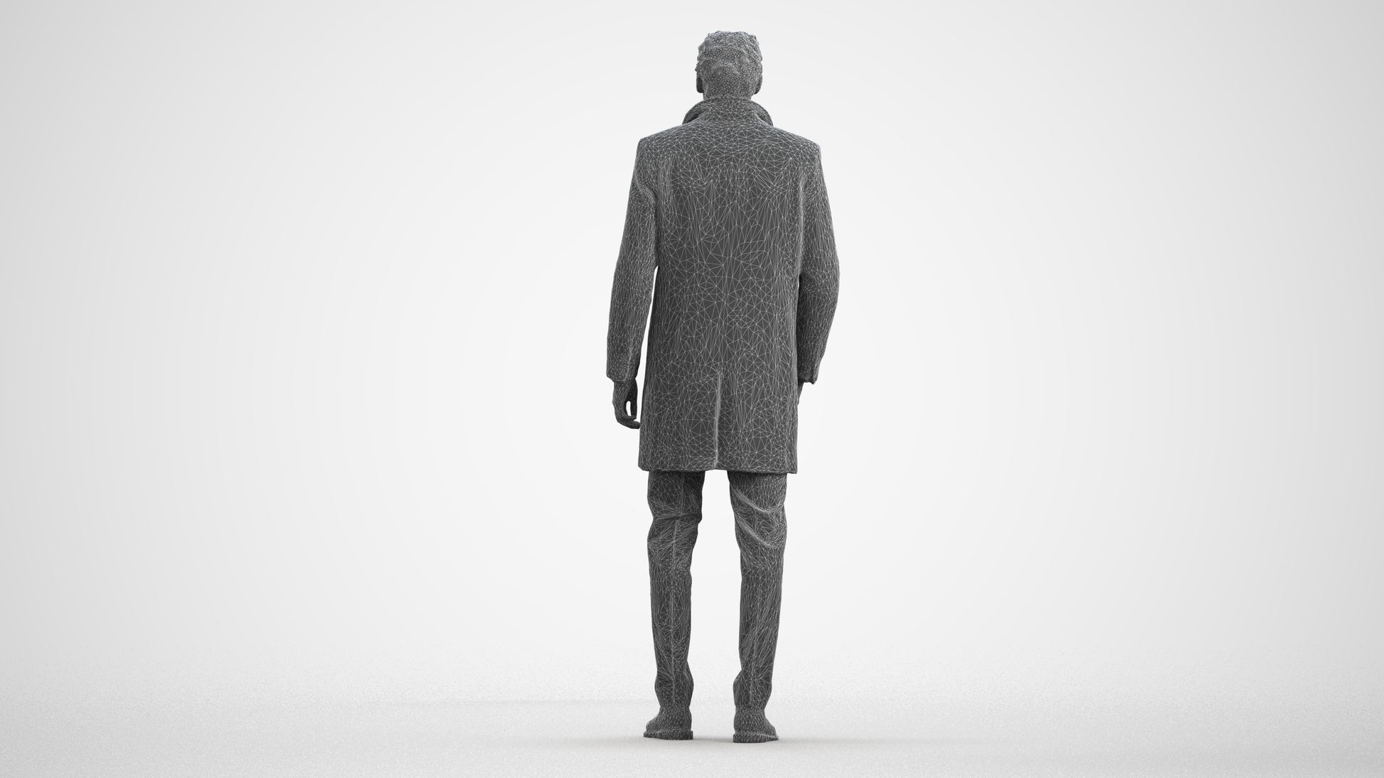 3D scanned man business, photorealistic archviz people for Enscape and SketchUp, wireframe front view