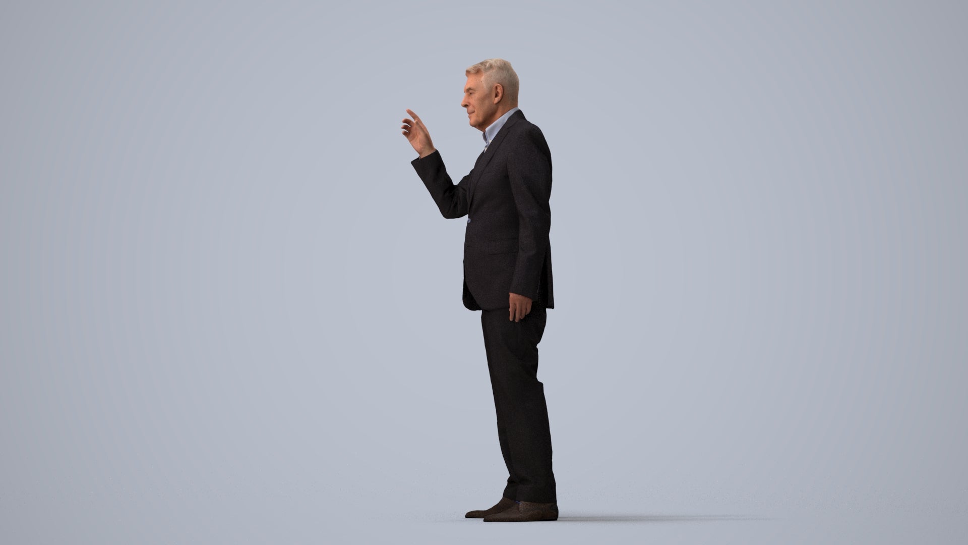 scanned 3D senior man business, photogrammetry people for Enscape and V-Ray, three-quarter view render