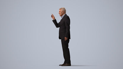 scanned 3D senior man business, photogrammetry people for Enscape and V-Ray, three-quarter view render