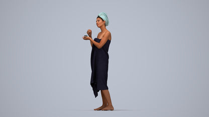 scanned 3D woman standing, photogrammetry people for Enscape and V-Ray, top-down view render