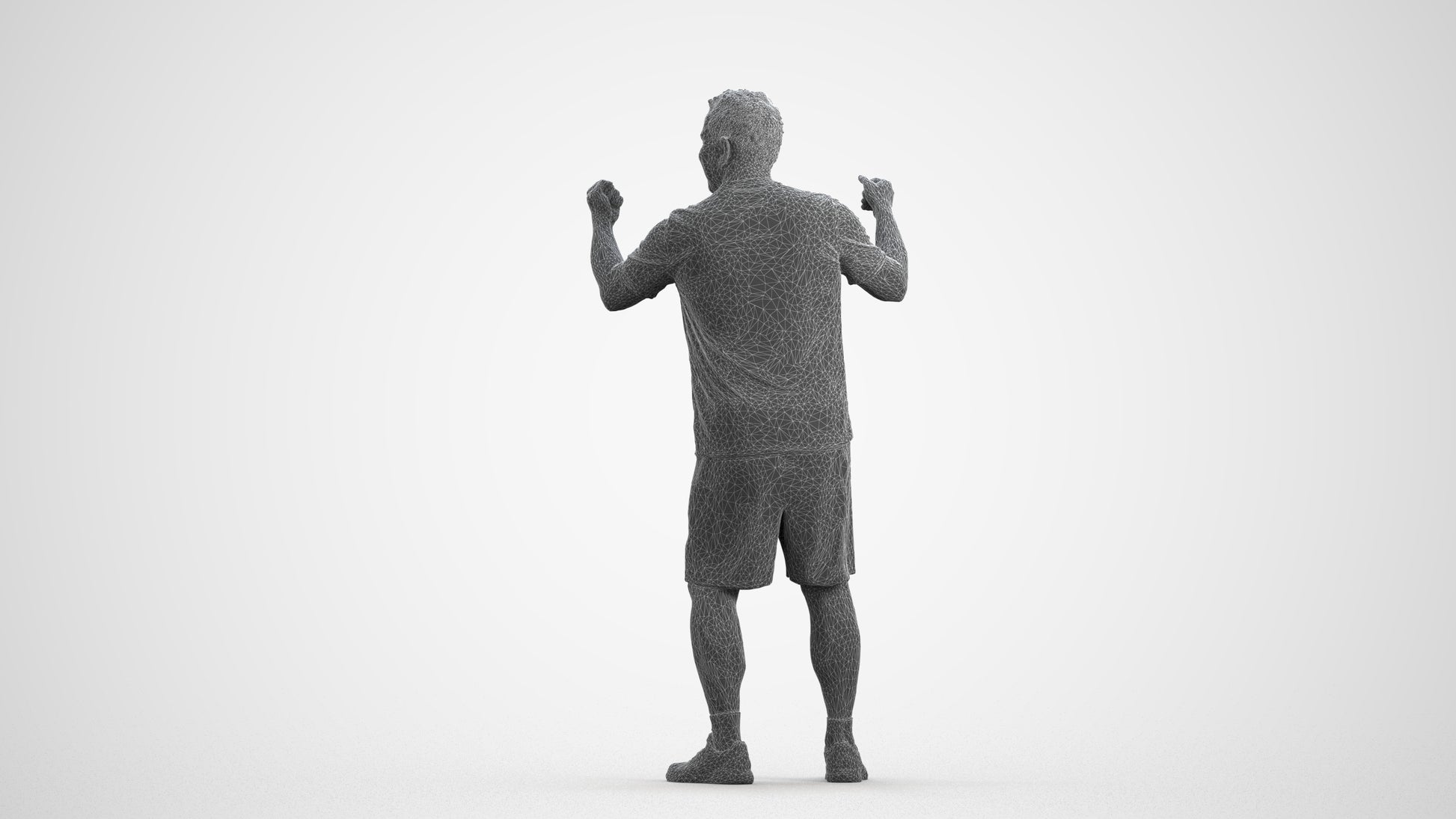 photogrammetry 3D man sport, realistic human model archviz FBX, wireframe front view