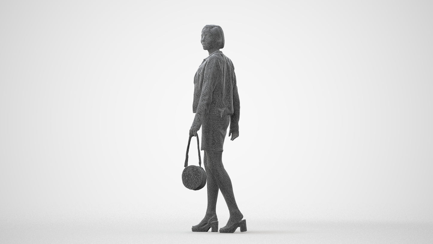 3D scanned woman walking casual, photorealistic archviz people for Enscape and SketchUp, square thumbnail