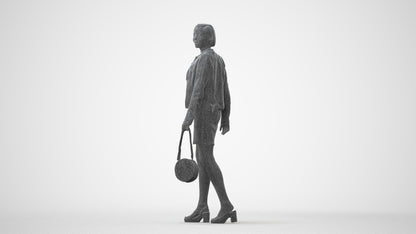 3D scanned woman walking casual, photorealistic archviz people for Enscape and SketchUp, square thumbnail