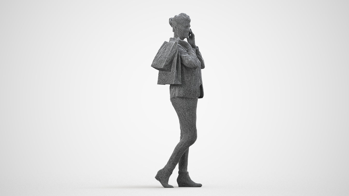 photogrammetry 3D woman business formalaffairs, realistic human model archviz FBX, wireframe side view