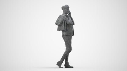 photogrammetry 3D woman business formalaffairs, realistic human model archviz FBX, wireframe side view