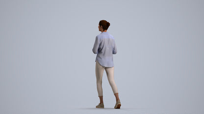 3D scanned senior woman standing casual, photorealistic archviz people for Enscape and SketchUp, front view render