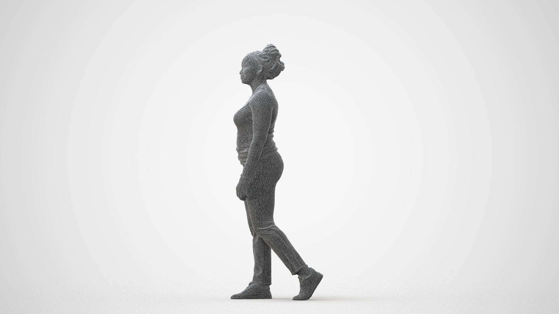 3D scanned woman walking casual, photorealistic archviz people for Enscape and SketchUp, square thumbnail