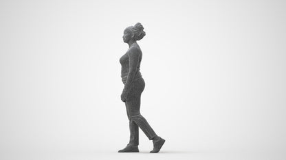 3D scanned woman walking casual, photorealistic archviz people for Enscape and SketchUp, square thumbnail