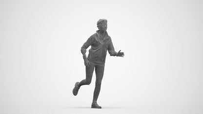 3D human model woman sport, photogrammetry scanned person for archviz, three-quarter front view render