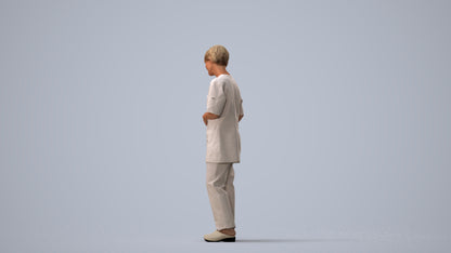 3D people model senior woman medical, scanned human for 3ds Max rendering, three-quarter view render