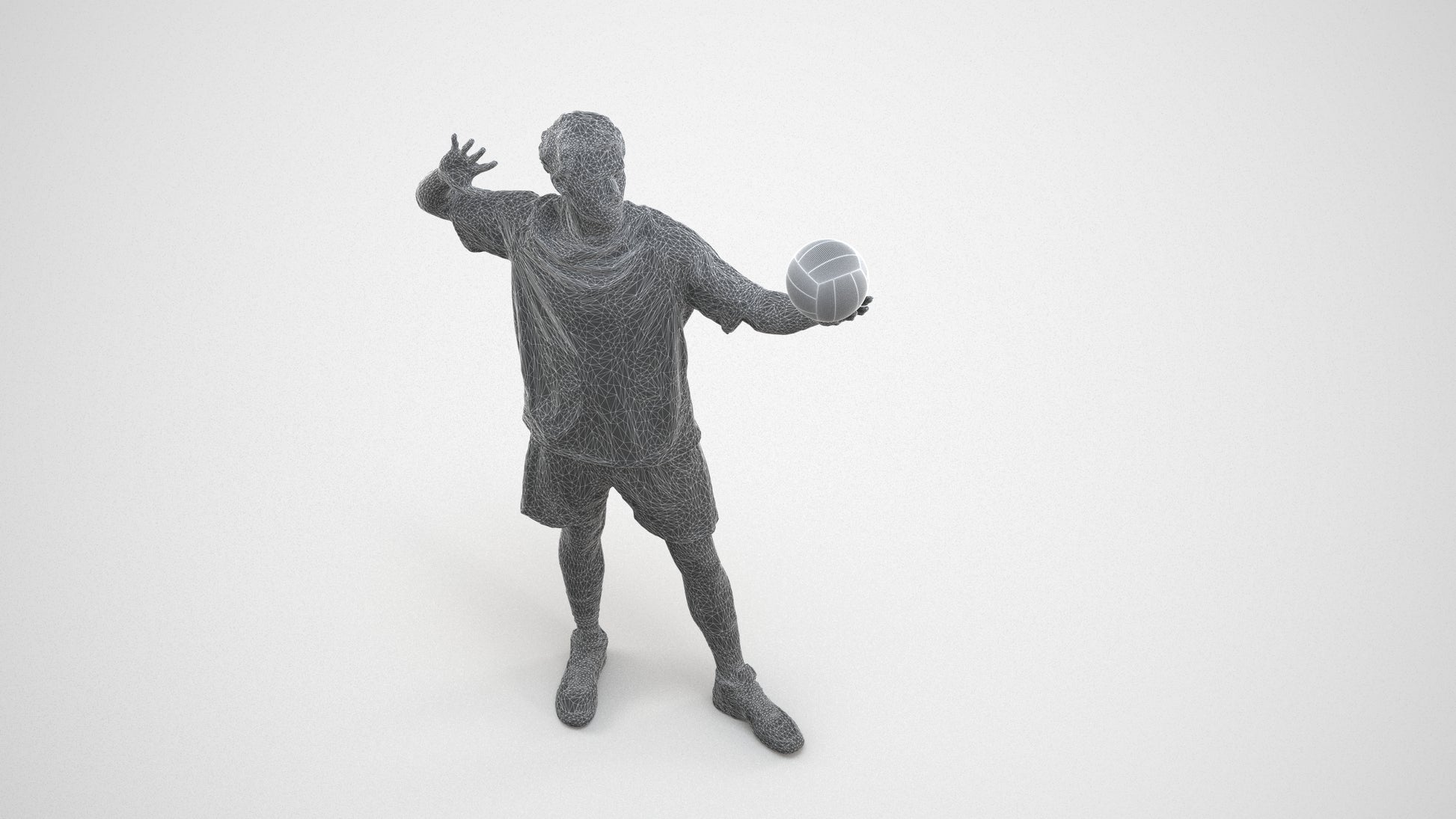 realistic 3D people man sport, render-ready for V-Ray and Corona, FBX OBJ, wireframe three-quarter view