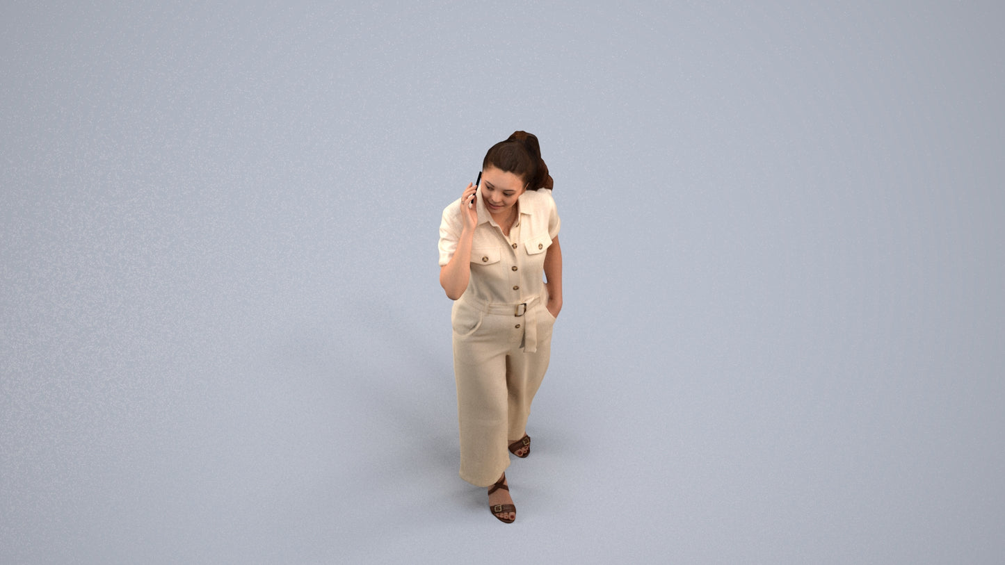 scanned 3D woman formal walking, photogrammetry people for Enscape and V-Ray, back view render