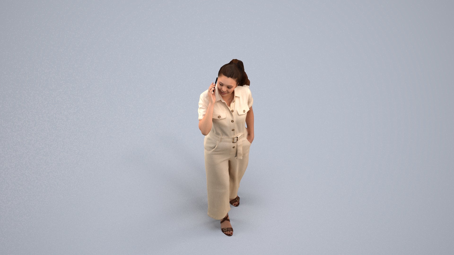 scanned 3D woman formal walking, photogrammetry people for Enscape and V-Ray, back view render