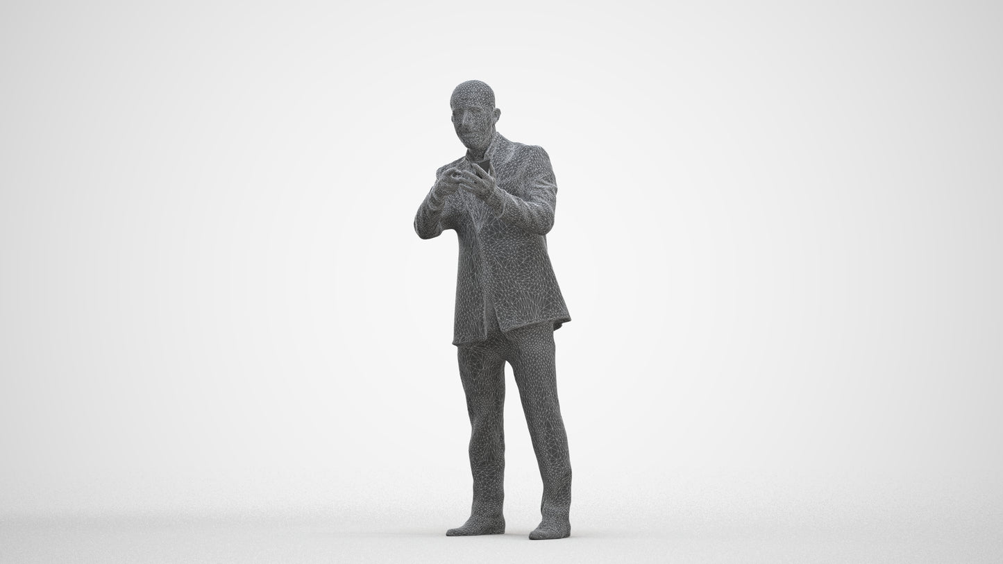 photogrammetry 3D man business, realistic human model archviz FBX, three-quarter front view render