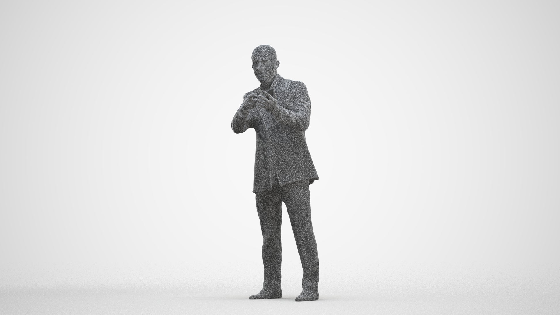 photogrammetry 3D man business, realistic human model archviz FBX, three-quarter front view render
