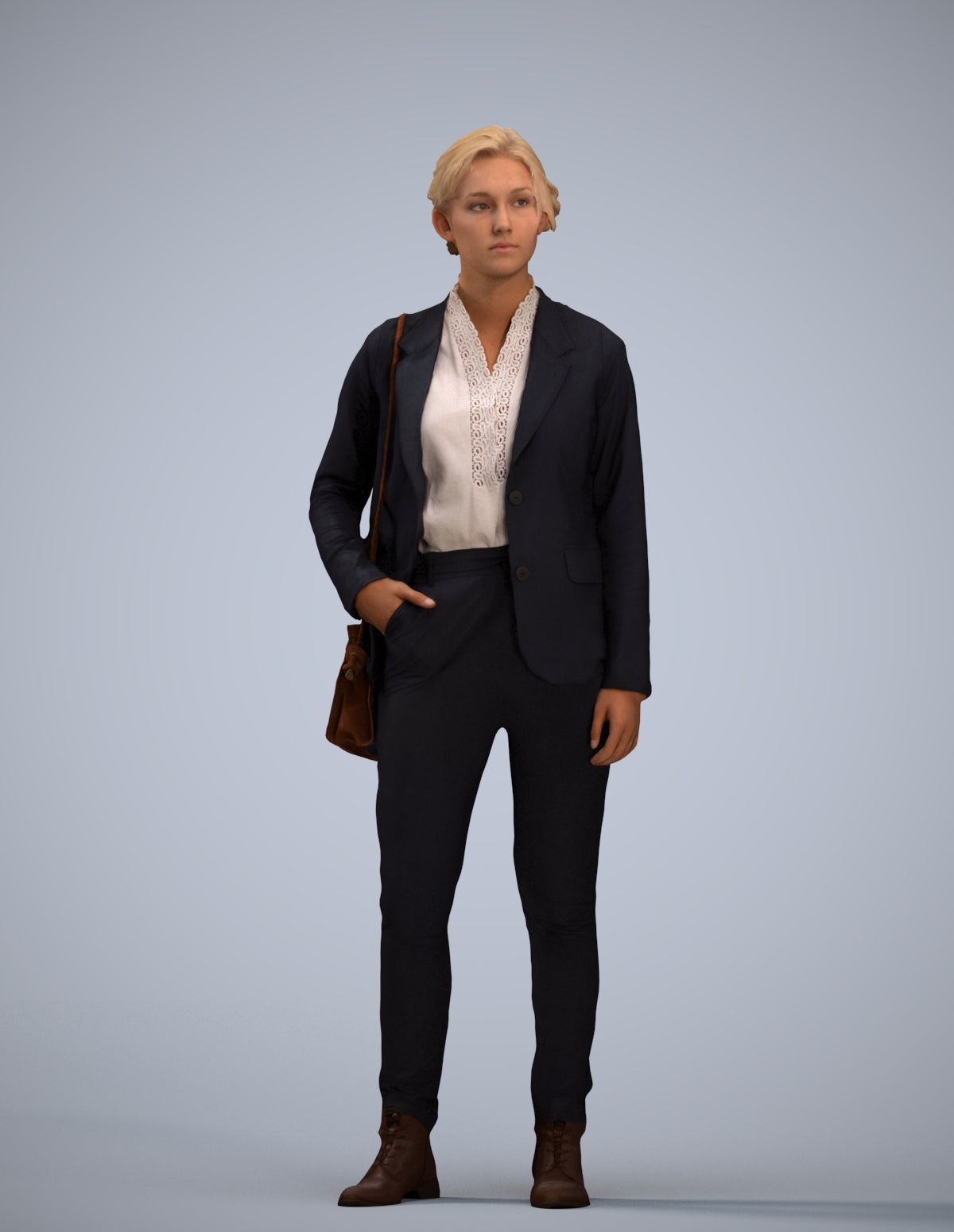 realistic 3D human woman business, archviz people FBX OBJ for Blender