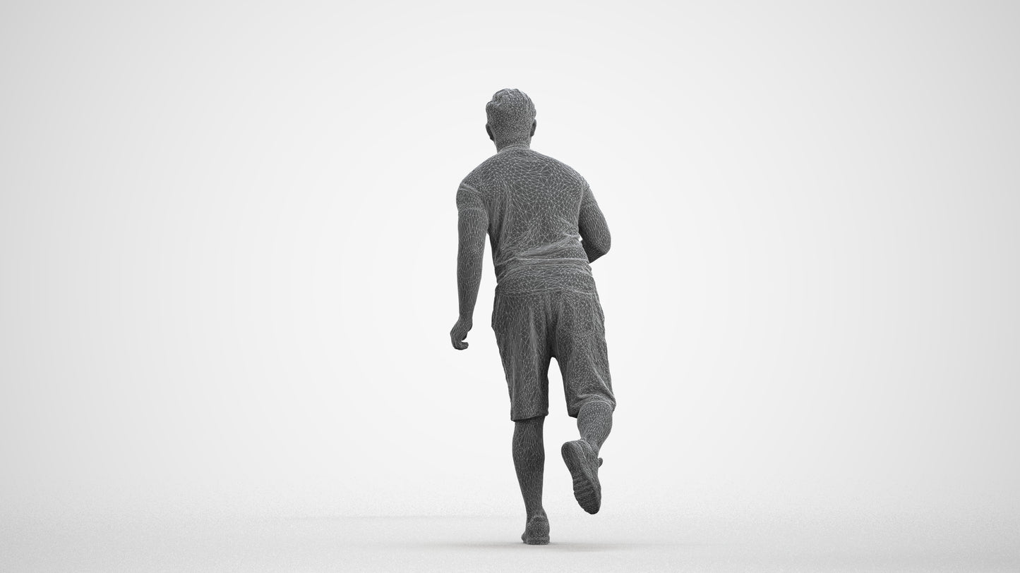 realistic 3D people man sport walking, render-ready for V-Ray and Corona, FBX OBJ, wireframe front view