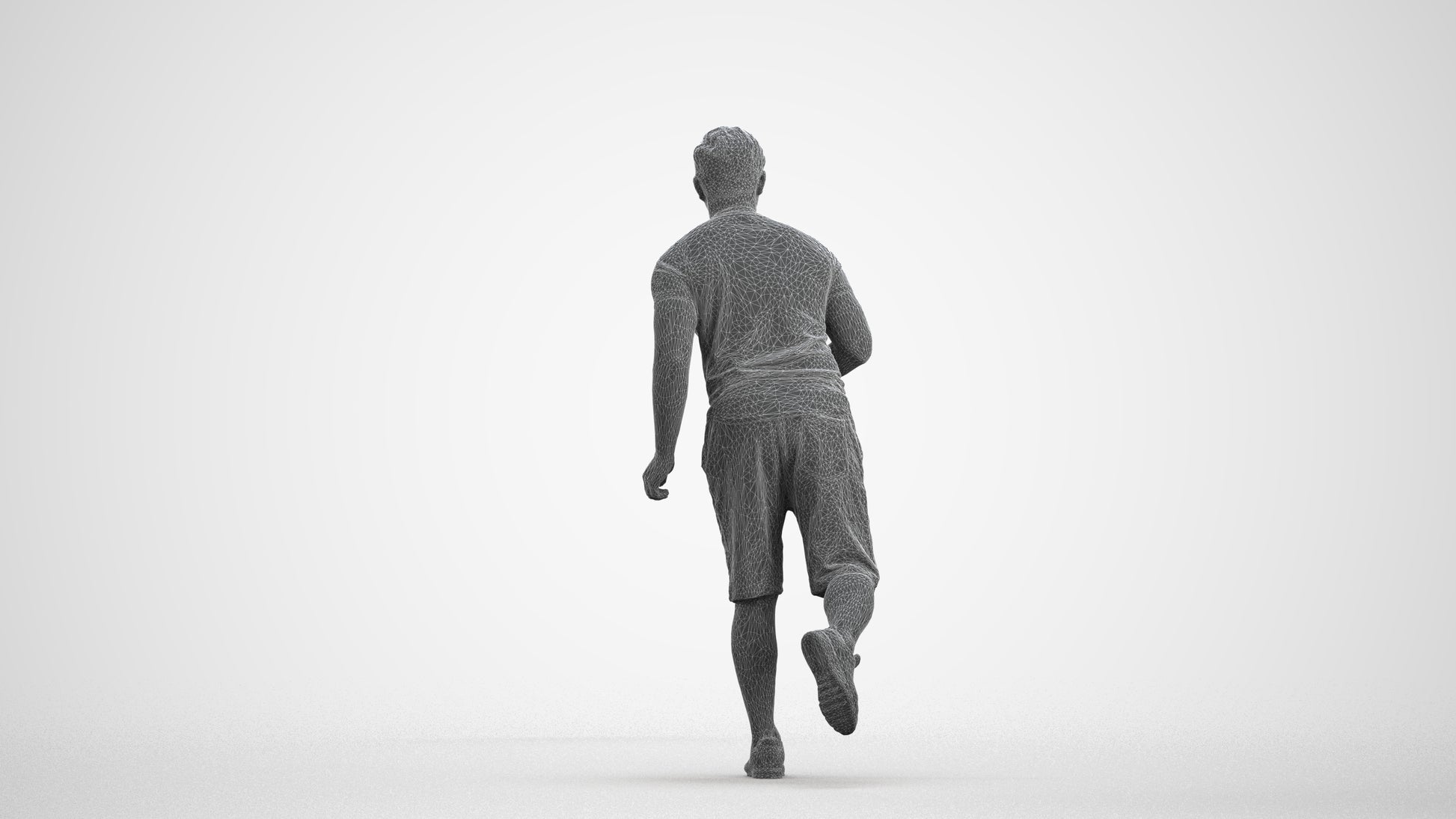 realistic 3D people man sport walking, render-ready for V-Ray and Corona, FBX OBJ, wireframe front view