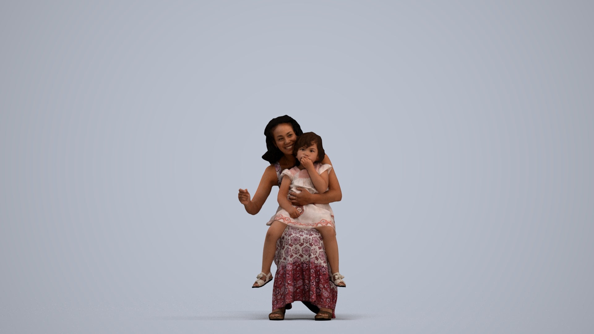 3D human model girl casual kids, photogrammetry scanned person for archviz, standing pose render