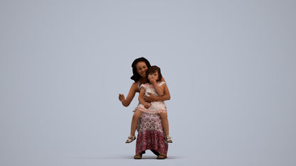 3D human model girl casual kids, photogrammetry scanned person for archviz, standing pose render