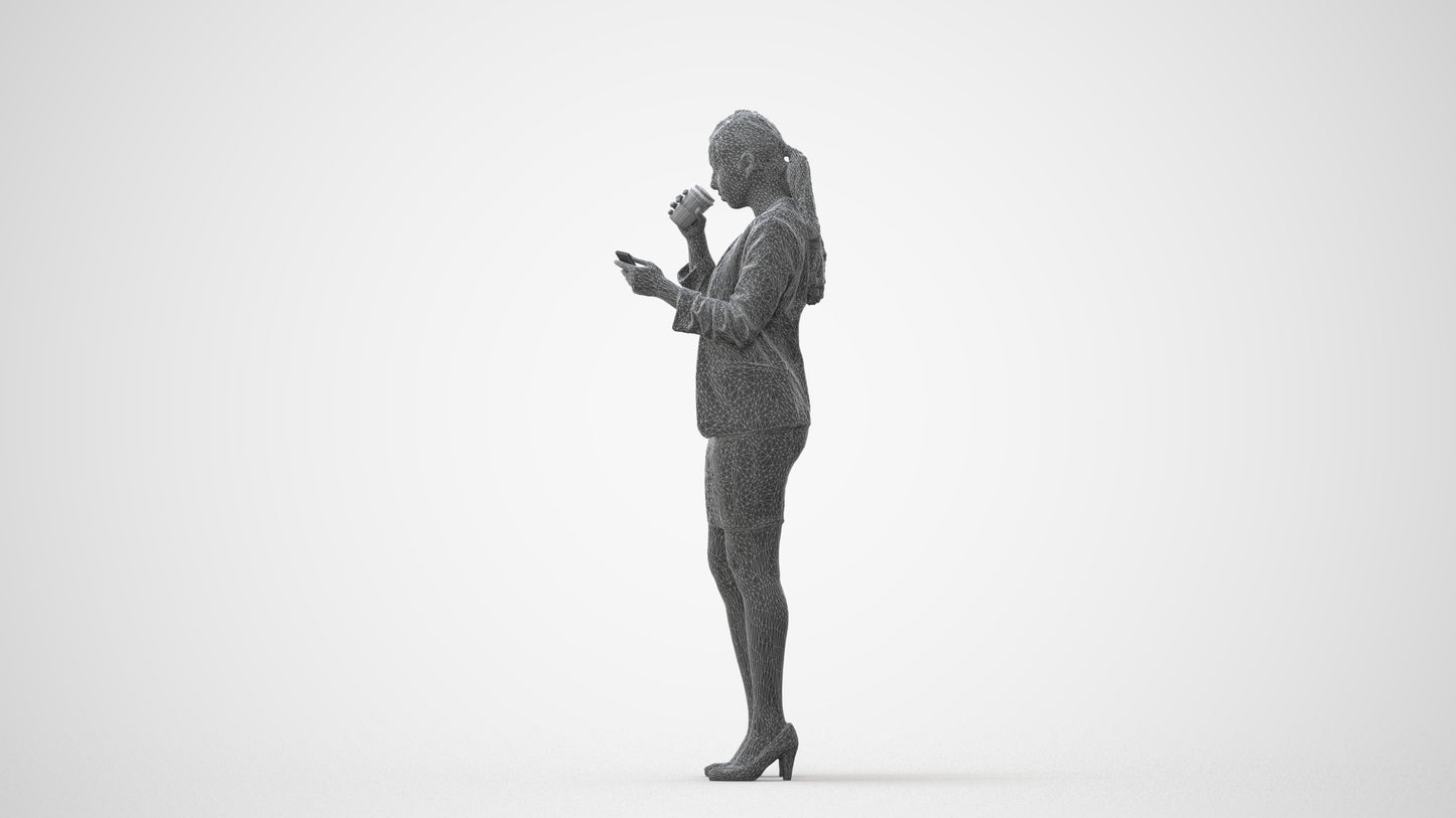realistic 3D human woman business, archviz people FBX OBJ for Blender, square thumbnail