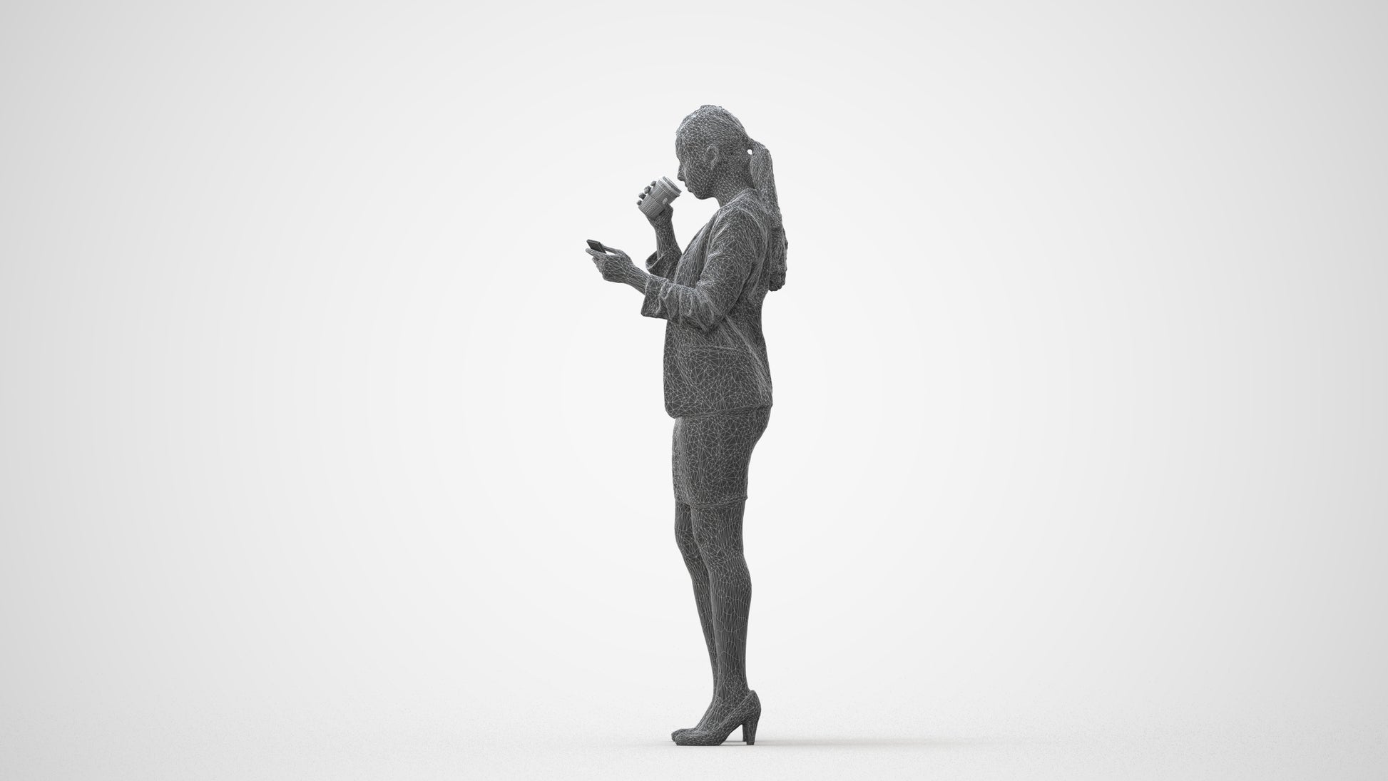 realistic 3D human woman business, archviz people FBX OBJ for Blender, square thumbnail