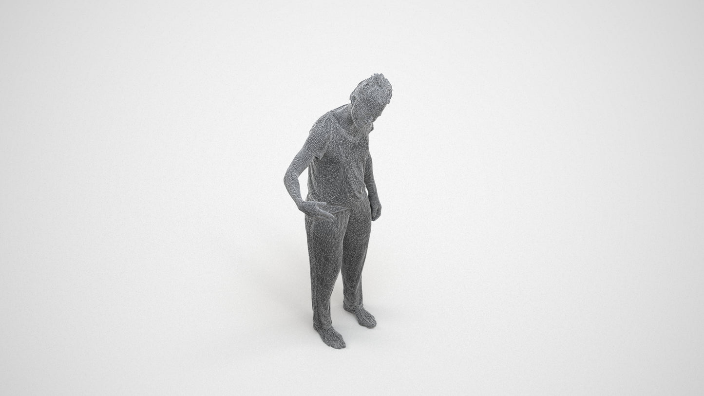 photogrammetry 3D woman bathroom, realistic human model archviz FBX, wireframe three-quarter view