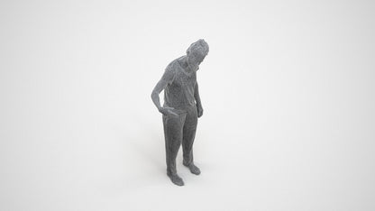photogrammetry 3D woman bathroom, realistic human model archviz FBX, wireframe three-quarter view