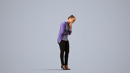 photogrammetry 3D woman business standing, realistic human model archviz FBX, side view render