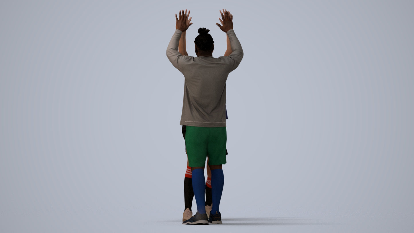 realistic 3D human woman sport, archviz people FBX OBJ for Blender, three-quarter view render