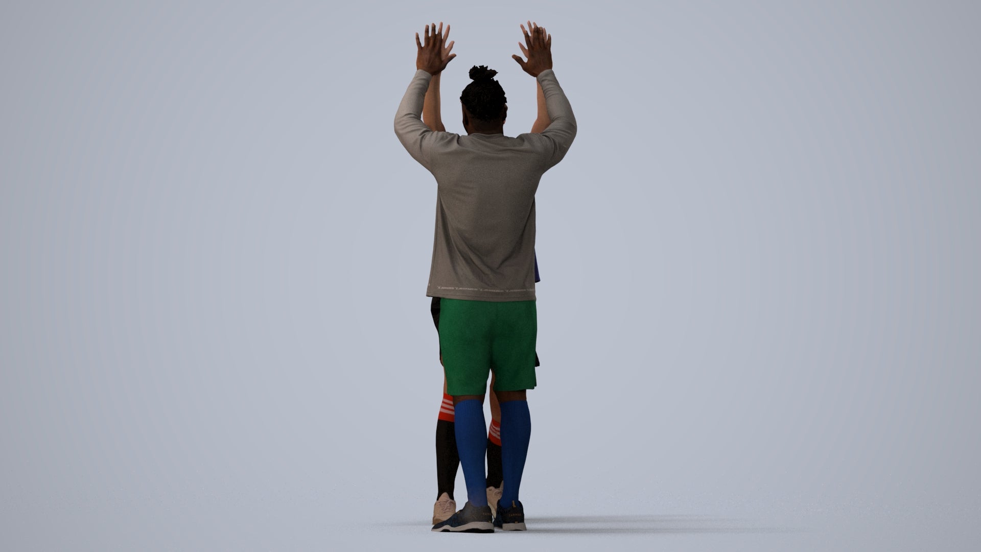 realistic 3D human woman sport, archviz people FBX OBJ for Blender, three-quarter view render