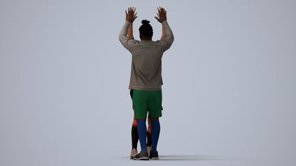 realistic 3D human woman sport, archviz people FBX OBJ for Blender, three-quarter view render