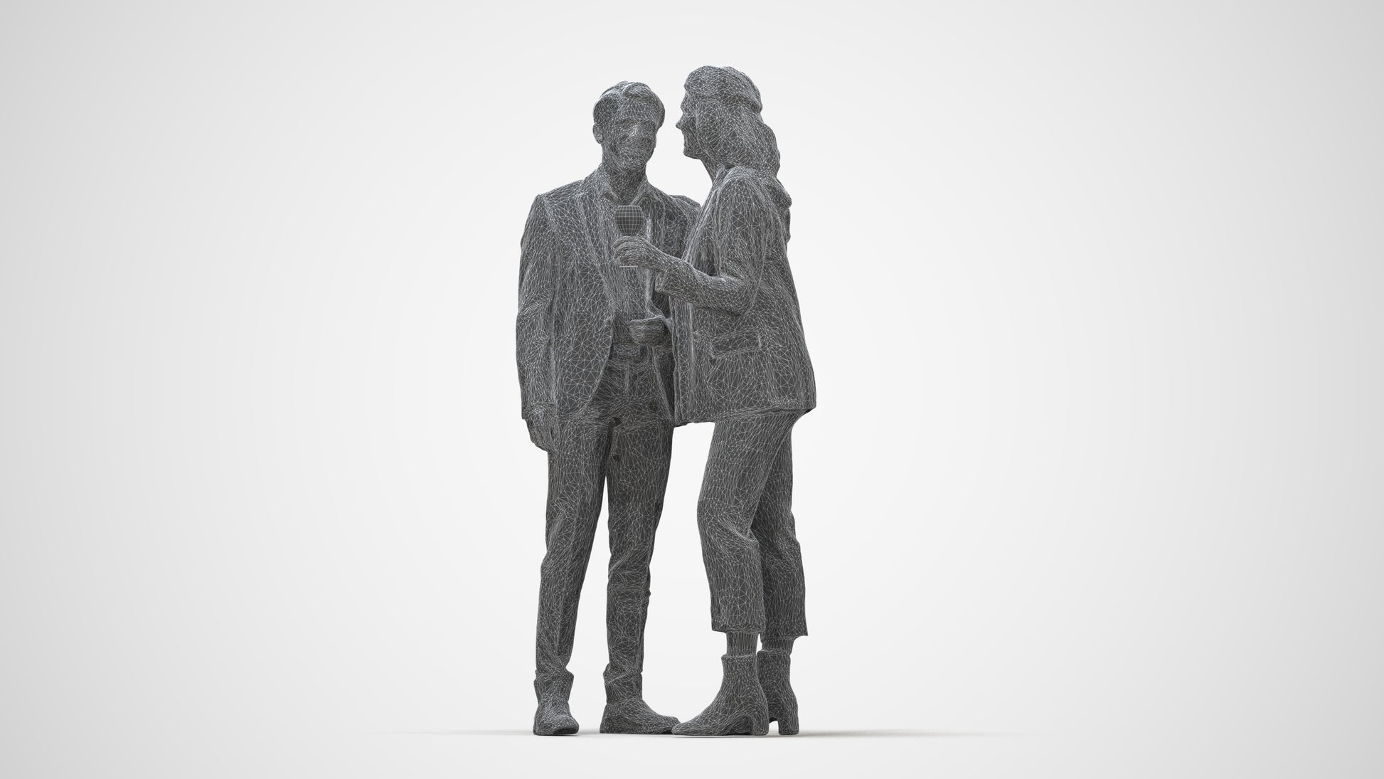 photogrammetry 3D woman business, realistic human model archviz FBX, wireframe back view