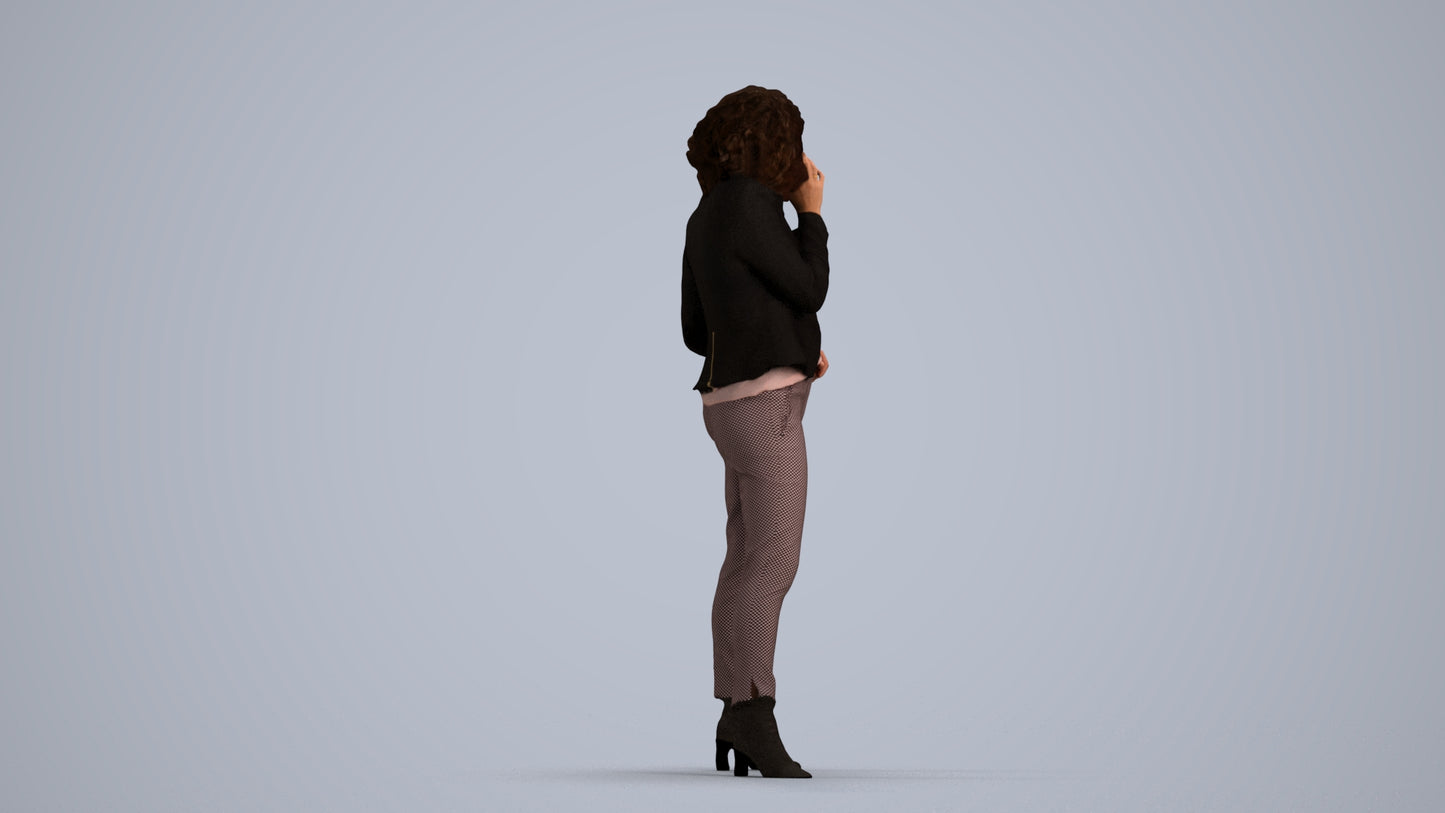 scanned 3D woman business standing, photogrammetry people for Enscape and V-Ray, front view render