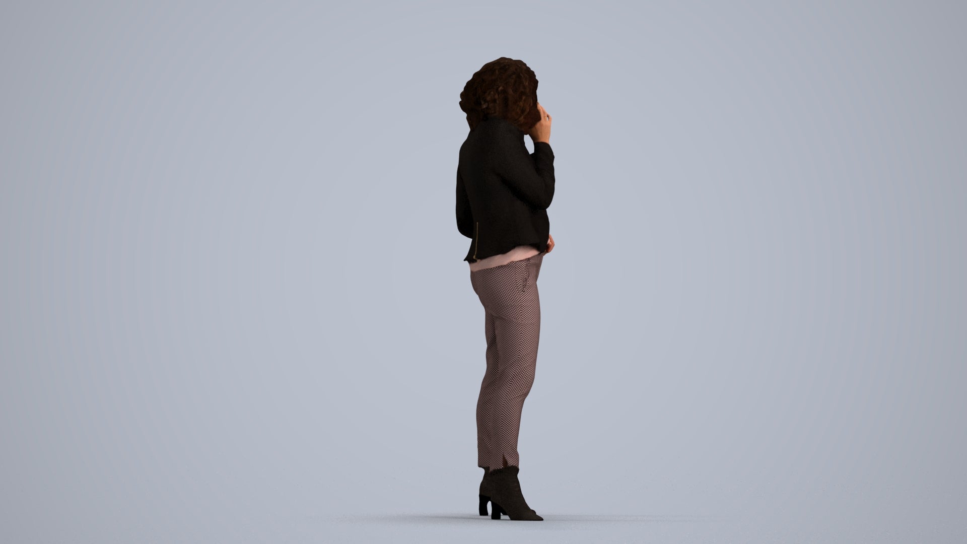 scanned 3D woman business standing, photogrammetry people for Enscape and V-Ray, front view render