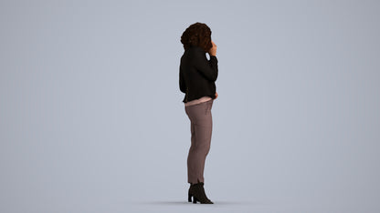 scanned 3D woman business standing, photogrammetry people for Enscape and V-Ray, front view render