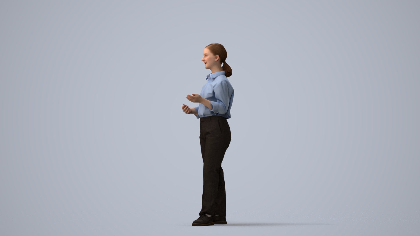 realistic 3D people girl kids, render-ready for V-Ray and Corona, FBX OBJ, three-quarter view render