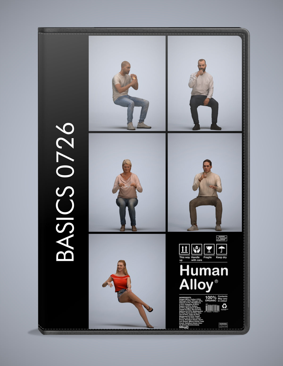 3D human models sitting bundle, 5 photogrammetry scanned people for archviz