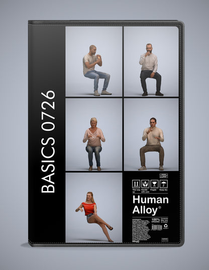3D human models sitting bundle, 5 photogrammetry scanned people for archviz