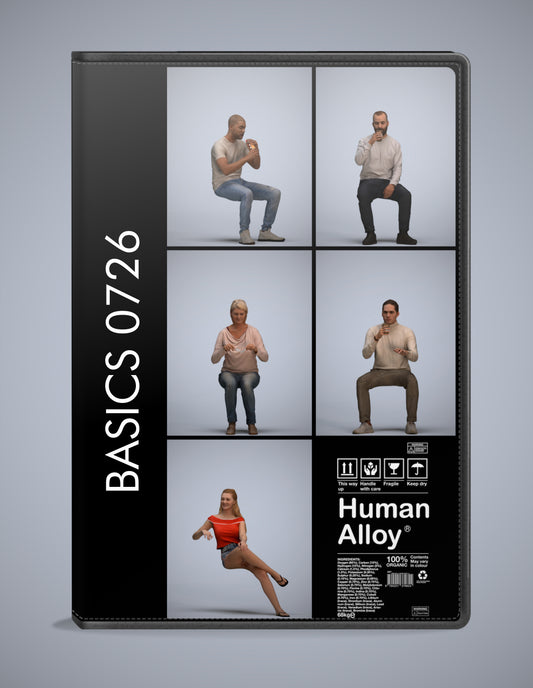 3D human models sitting bundle, 5 photogrammetry scanned people for archviz